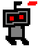 A drawing of the robot, but there's a gun shooting lasers at the top of its head.